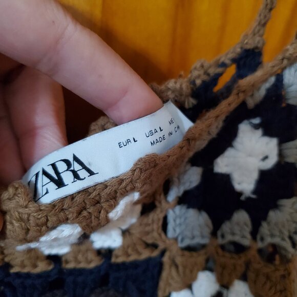 ZARA BLOGGERS’ FAVORITE MIXED CROCHET LINEN DRESS LARGE - Picture 11 of 15